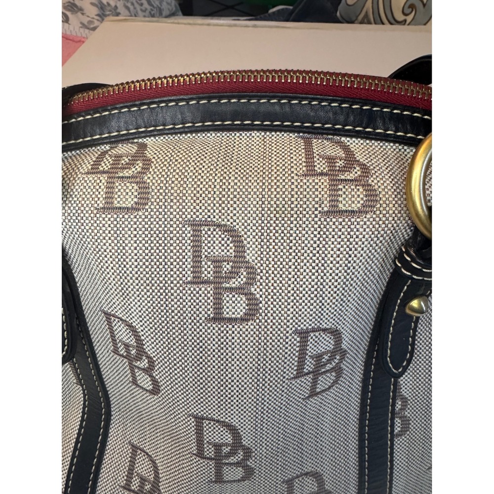 Vintage Dooney & Bourke DB Monogram Satchel Y2K Tassels Canvas Leather Bag - Picture 8 of 13